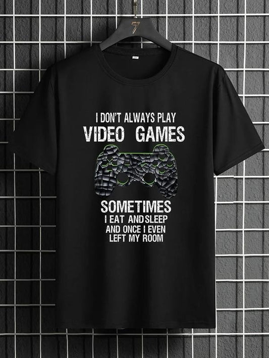 Funny Gamer Shirts, Special Gifts For Gamers, Slogan Graphic And Gamepad Print T-Shirt Menswear Top Casual