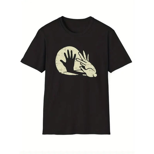 Funny Gesture Print T-shirt, Men's Casual Comfy Crew Neck Tee, Trendy Short Sleeve Top For Summer Daily Wear Made in USA