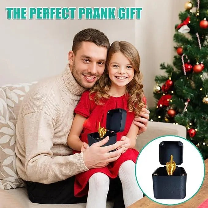 Funny Golden Middle Finger Prank Gift Box - Unique FOG Decor, Hilarious Christmas & Holiday Gift, Perfect for Friends,...
