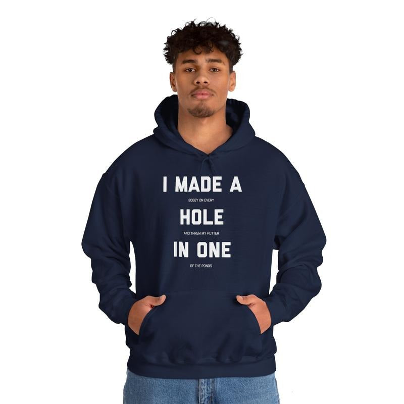 Funny Golf Hoodie, Hole In One Golf Gag Gifts Hoodie Menswear Top Cotton Pocket T-Shirts, Sweatshirt | DripVista.com