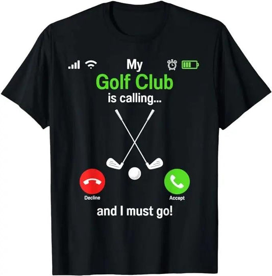 Funny Golf T-Shirt, Gift For Golfer, My Golf Club is Calling T-Shirt Menswear Top Underwear