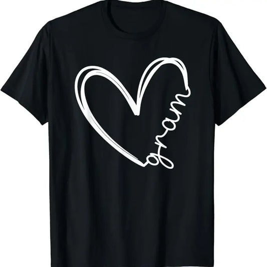 Funny Grandma Shirt, Gift For Grandmother, Funny Gram Heart for Grandma Mother Day Women T-Shirt Casual Cotton Top