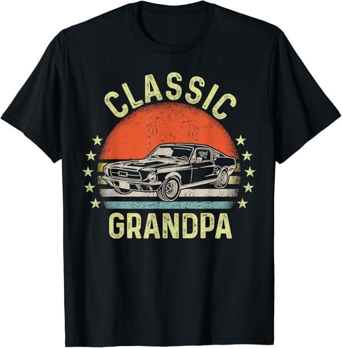 Funny Grandpa Shirt, Gift For Grandfather, Funny Grandpa Classic Car Graphic Vintage Retro T-Shirt Menswear Casual Cotton...