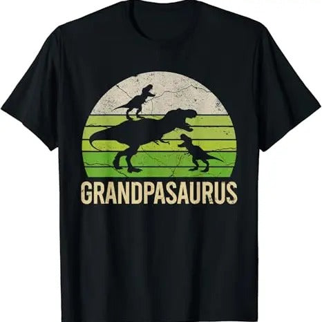 Funny Grandpa Shirt, Gift For Grandfather, Funny Grandpa Dinosaur Grandson T-Shirt Menswear Casual Cotton Top
