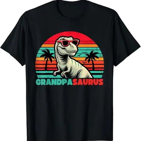 Funny Grandpa Shirt, Gift For Grandfather, Grandpa Saurus Dinosaur Family T-Shirt Menswear Casual Cotton Top