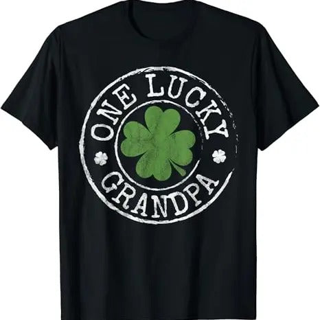Funny Grandpa Shirt, Gift For Grandfather, One Lucky Grandpa Funny Irish Shamrocks St Patrick's Day T-Shirt Menswear...