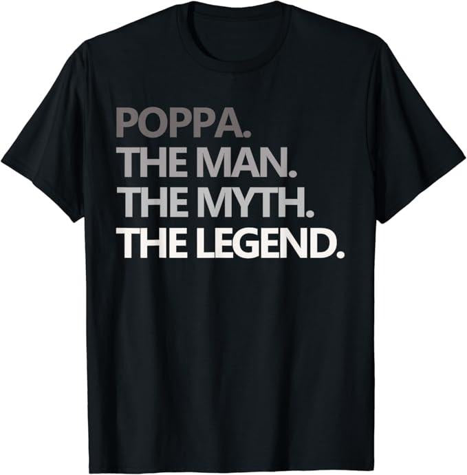 Funny Grandpa Shirt, Gift For Grandfather, POPPA THE MAN MYTH LEGEND Funny Grandpa T-Shirt Menswear Casual Cotton Top...