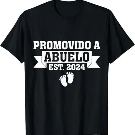 Funny Grandpa Shirt, Gift For Grandfather, Promovido a Abuelo 2024, Spanish Grandpa Promoted to Abuelo T-Shirt Menswear Casual Cotton Top