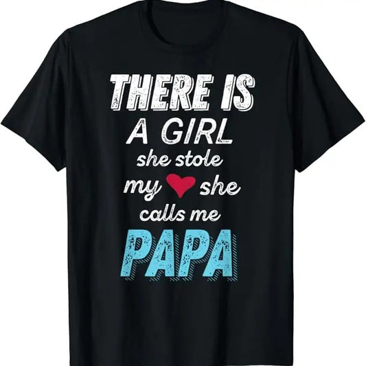 Funny Grandpa Shirt, Gift For Grandfather, She Stole My Heart T-Shirt Menswear Casual Cotton Top