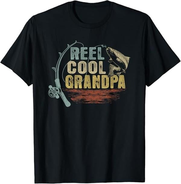 Funny Grandpa Shirt, Gift For Grandfather, Vintage Reel Cool Grandpa T-Shirt Menswear Casual Cotton Top Hoodie, Sweatshirt