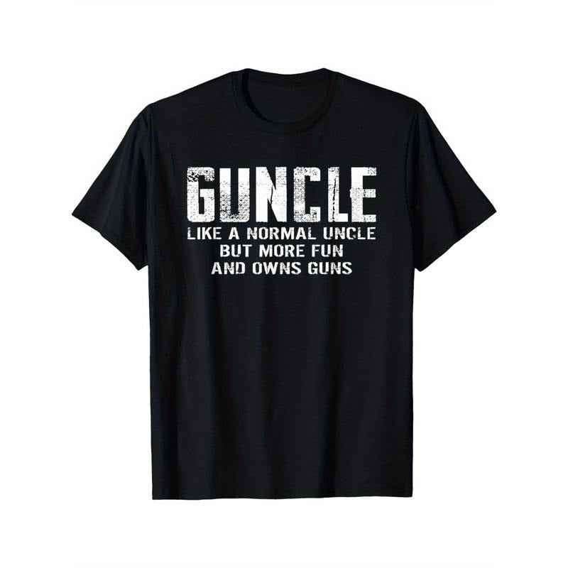 Funny Guncle Men's Black Cotton T-Shirt | Like Normal Uncle, More Fun Graphic Tee, Gun Owner Humor, Casual Wear, Unique...
