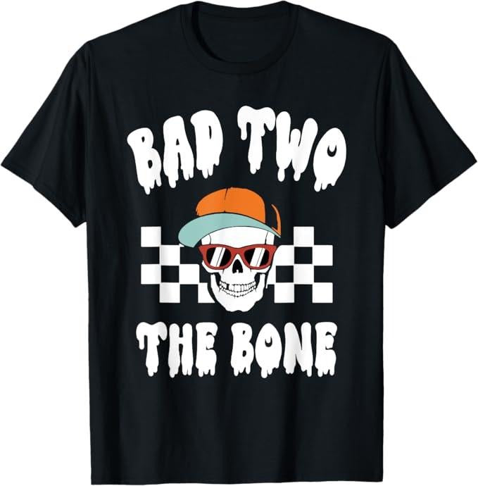 Funny Halloween Shirts For Men, Bad Two The Bone Funny 2nd Birthday Halloween Skeleton T-Shirt Menswear