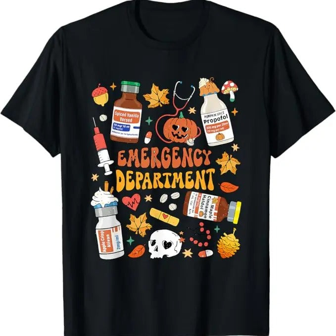 Funny Halloween Shirts For Men, Emergency Department Funny ER Nurse Halloween Spooky Season T-Shirt Menswear