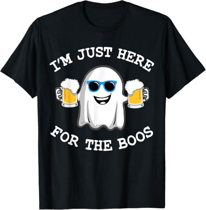 Funny Halloween Shirts For Men, Funny Halloween Tee I'm Just Here for The Boos Costume Gift T-Shirt Menswear - Available from size S to 5XL