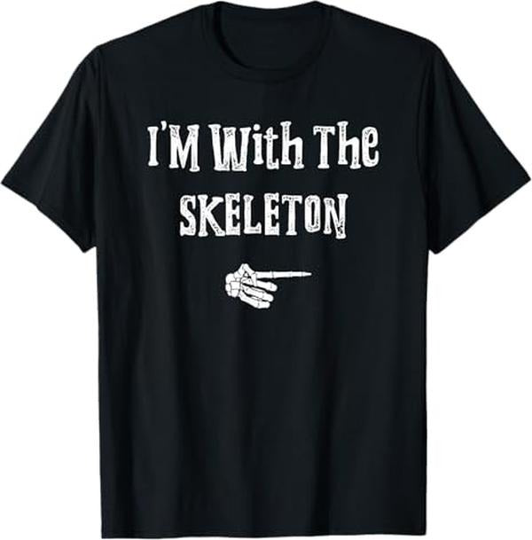 Funny Halloween Shirts For Men, I'm With Skeleton Halloween Costume Funny Couples Matching T-Shirt Menswear