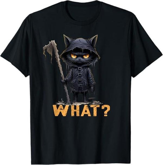 Funny Halloween Shirts For Men, What Cat Black Cat Halloween Scary Cat Angry Cat Funny T-Shirt Menswear - Available from size S to 5XL
