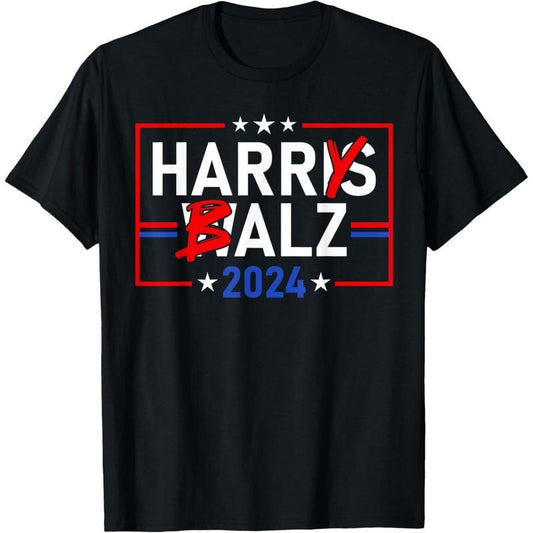 Funny Harris Walz 24 Harry Balz 2024 Meme Democratics Vote T-Shirt made in usa