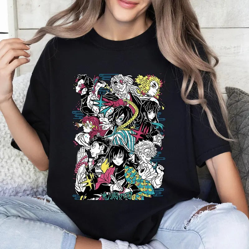 Funny Hashira Characters DM Anime Lover Shirt Crewneck Hoodie Comfort Cotton Sweatshirt | DripVista.com