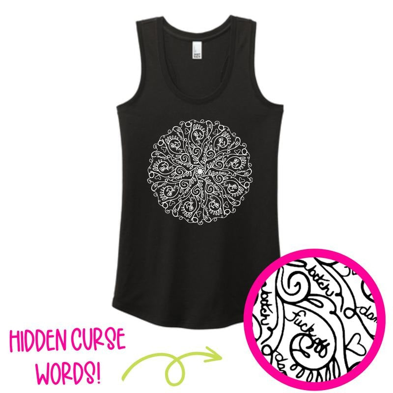 Funny Hidden Curse Word Mandala Racerback Tank T-Shirts, Hoodie, Sweatshirt | DripVista.com
