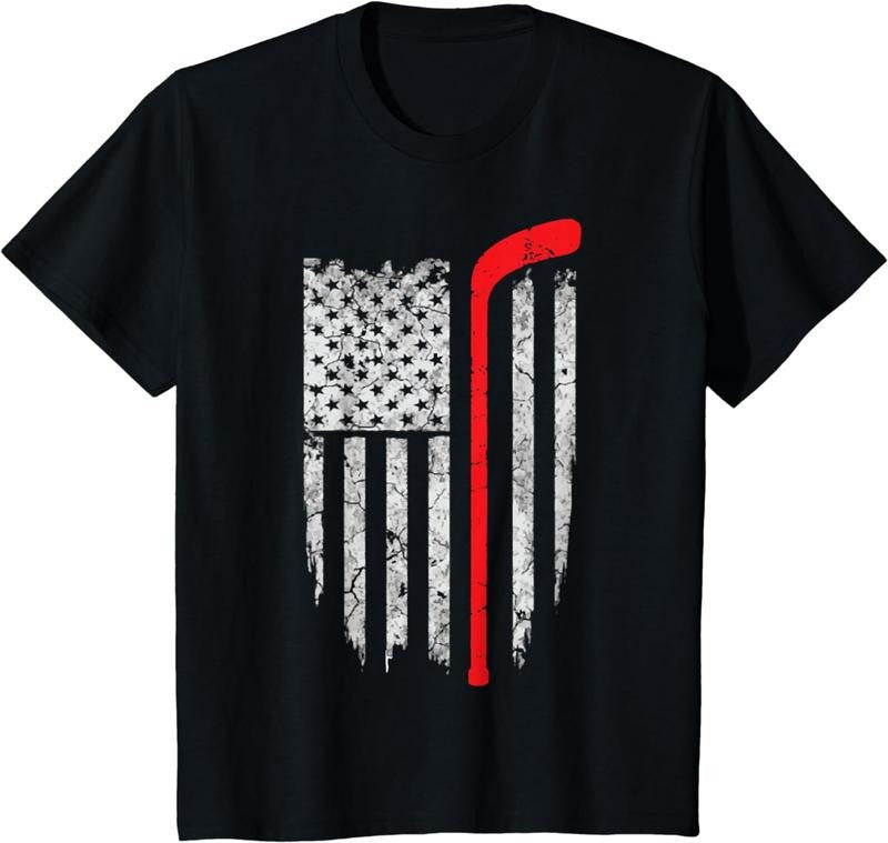 Funny Hockey Shirt, Hockey American Flag T-shirt Clothing Menswear Hoodie, Sweatshirt | DripVista.com