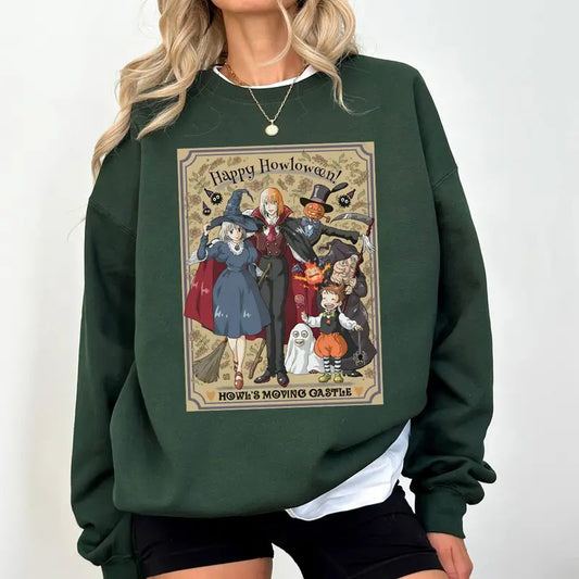 Funny Howloween Sweatshirt, Howls Moving Castle Shirt, Howl And Sophie, Calcifer, Anime Shirrt, Halloween 2024