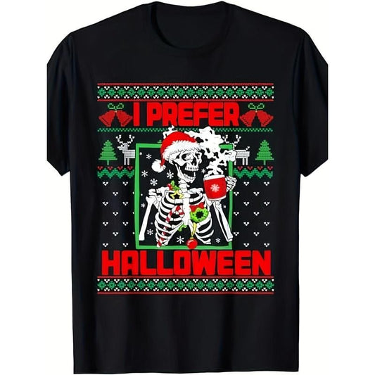 Funny I Prefer Halloween Ugly Christmas Sweater Men's T-Shirt made in usa