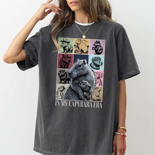 Funny In My Capybara Shirt, Vintage Capybara Graphic Tee Women, Cute Animals Shirt Gifts, Positive Vibes T-shirts, Comfort Shirt Casual Style, Cotton Fabric Outfit, Gift for Capybara Lover, Womenswear Top Cotton Fabric Tee