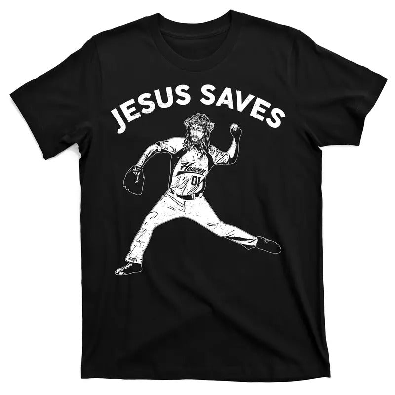 Funny Jesus Saves Baseball T-Shirt Cotton Menswear Hoodie, Sweatshirt | DripVista.com