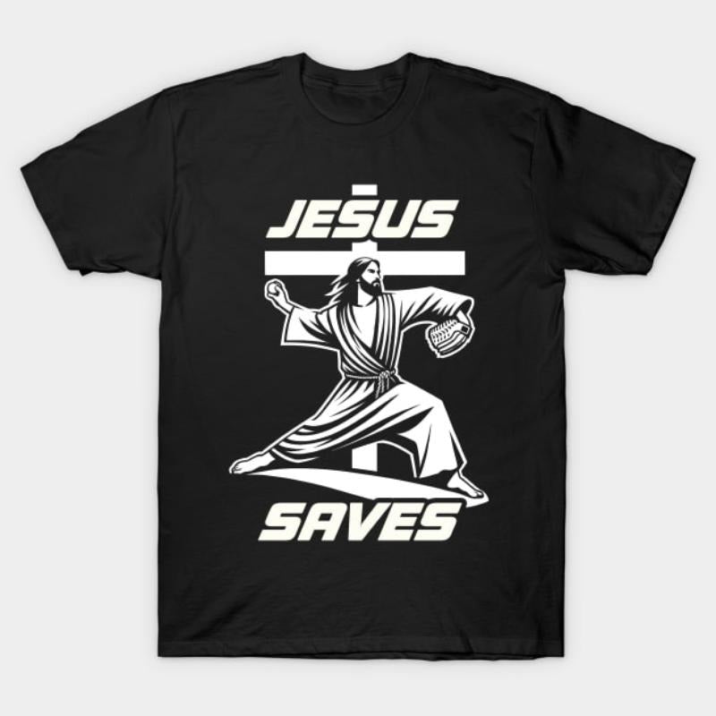 Funny Jesus Saves Christian Spiky hair fighters Pitcher Coach Fan T-Shirt Hoodie, Sweatshirt | DripVista.com