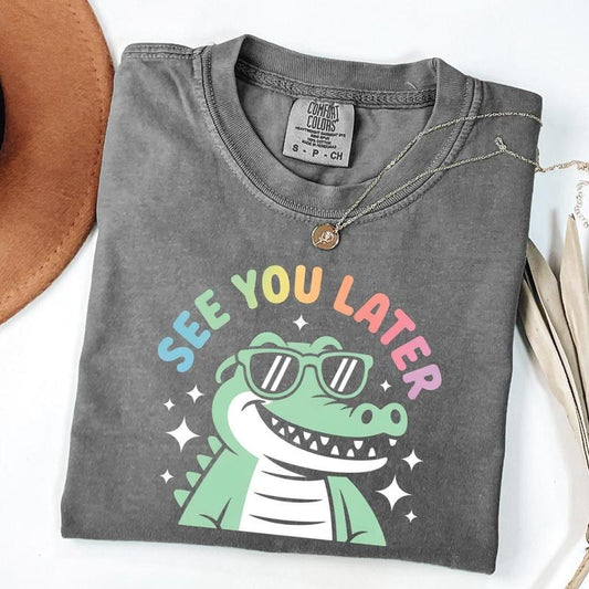 Funny Last Day of School Teacher Shirt, End of Year Comfort Colors T-Shirt, See You Later Alligator Teacher Summer T-Shirt, Teacher Gift OPTZS