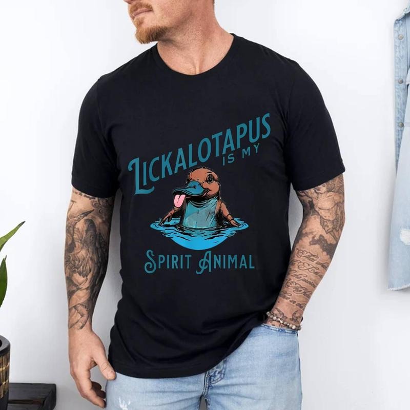 Funny Lickalotopus is My Spirit Animal Funny Platypus Humor T-Shirt | Unisex Cotton Tee, Short Sleeve, Size S-3XL Hoodie,...