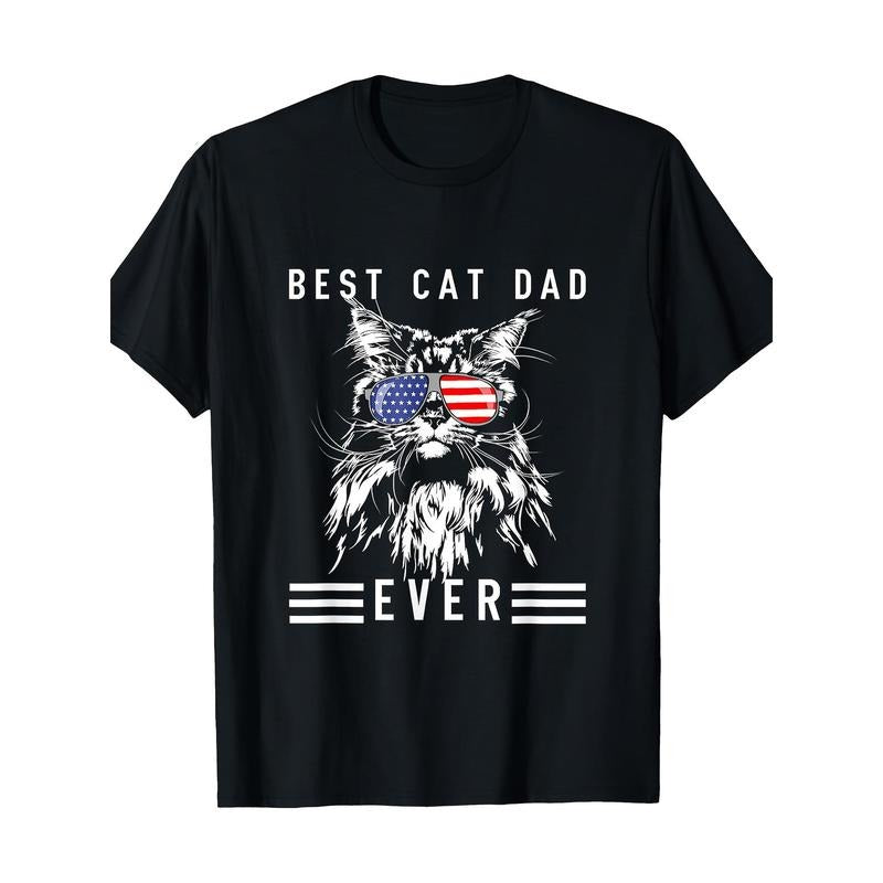 Funny Maine Coon Cat Best Cat Dad Ever Funny Cat Maine Coon T-Shirt 100%cotton - 220g  made in usa