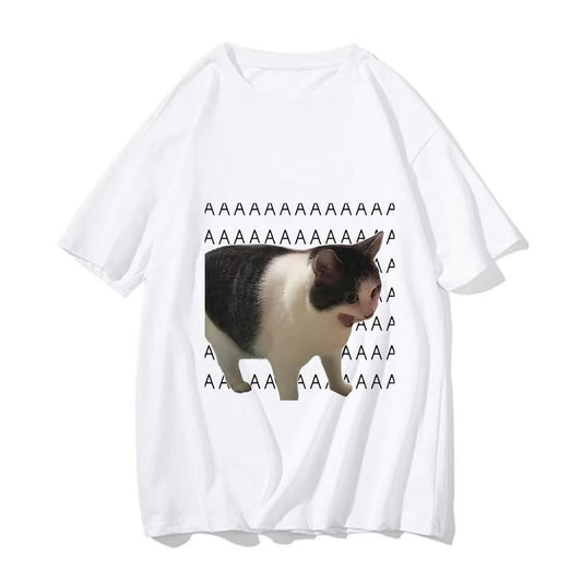 Funny Meme Sad Crying Cat Printed Women Men Casual T-Shirt Summer Harajuku TShirts Casual Fashion Tees Clothes Short Sleeve, graphic tees, meme shirts