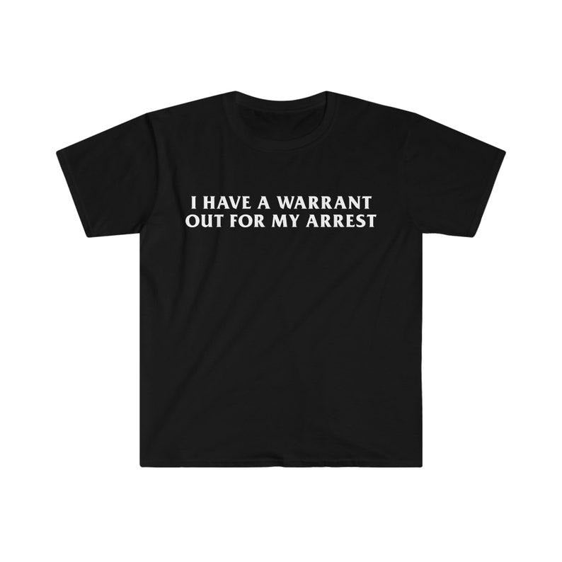 Funny Meme Shirt,  I Have a Warrant Out for My Arres Tee, Funny Y2K Gift Unisex T-Shirt Hoodie, Sweatshirt | DripVista.com