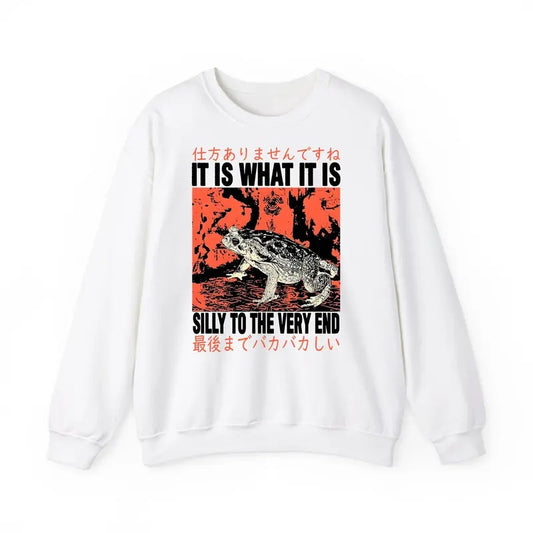 Funny Meme Shirt,  It Is What It Is Silly To The Very End Sweatshirt, Vintage Japanese Frog Quote Merch, Animal Outfit, Retro 90s Unisex Comfort Gift