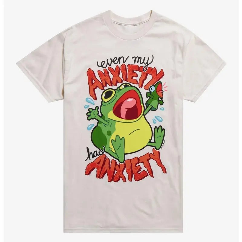 Funny Meme Shirt, Anxious Frog Gift Unisex T-Shirt Casual Fabric Hoodie, Sweatshirt | DripVista.com