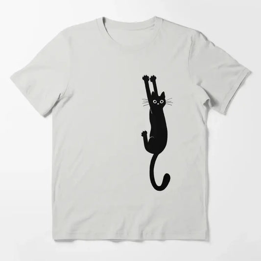Funny Meme Shirt, Black Cat Holding On Essential T-Shirt Casual Classic