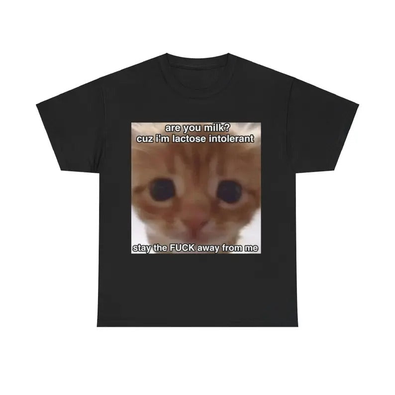 Funny Meme Shirt, Cat Lactose Intolerant Tee, Gift Unisex T-Shirt Hoodie, Sweatshirt | DripVista.com
