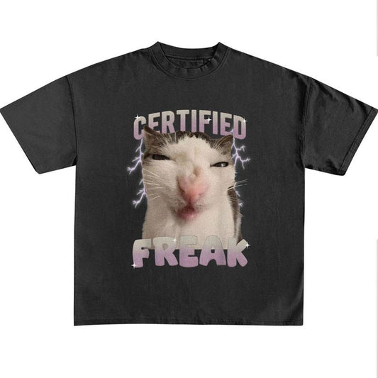 Funny Meme Shirt, Certified Freak Cat Shirt, Hilarious Cat Expression Graphic Tee, Funny Pet Humor Shirt, Cute Kitty Meme Trendy Unisex Classic Gift
