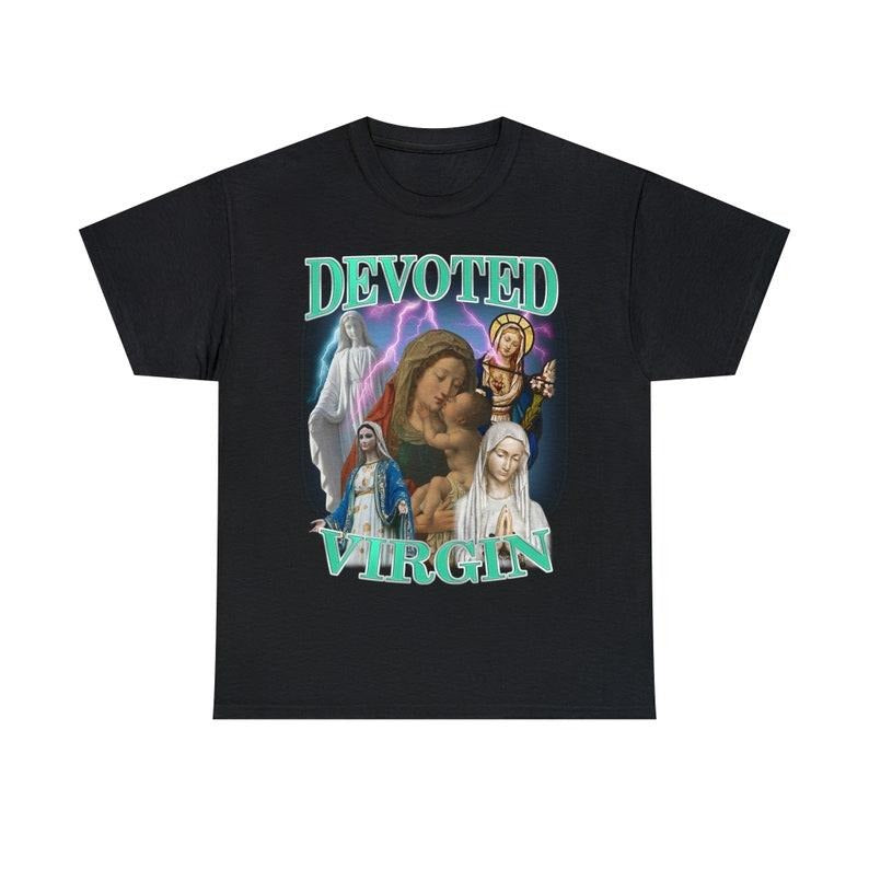 Funny Meme Shirt, Devoted Virgin Vintage Tee, Gift Unisex T-Shirtstyle{n002}2 Hoodie, Sweatshirt | DripVista.com