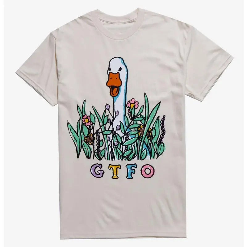 Funny Meme Shirt, GTFO Duck Gift Unisex T-Shirt Casual Fabric Hoodie, Sweatshirt | DripVista.com
