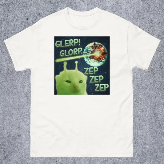 Funny Meme Shirt, Glerp Glorp Alien Cat Tee  Gift For Woman And Man, Brainrot Shirt, Goofy Ahh Shirt, Dank Memes Shirt, Silly Cats Tee