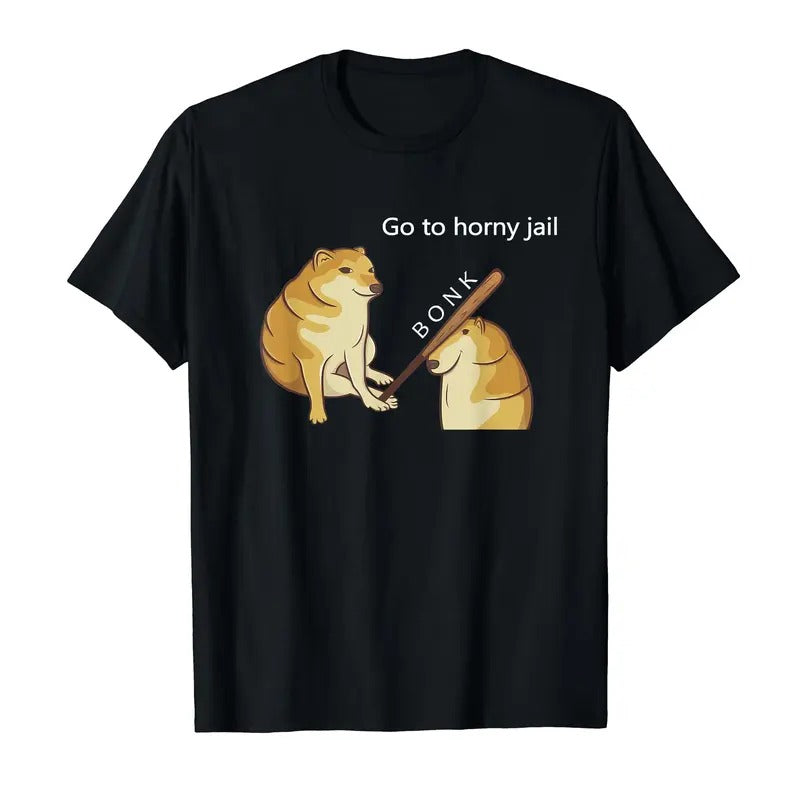 Funny Meme Shirt, Go to Horny Jail - Cheems Doge Meme T-Shirt Casual Classic Hoodie, Sweatshirt | DripVista.com
