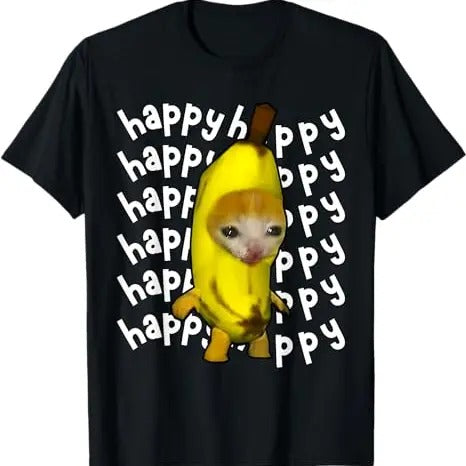 Funny Meme Shirt, Happy Banana Cat Tee, Gift Unisex T-Shirt
