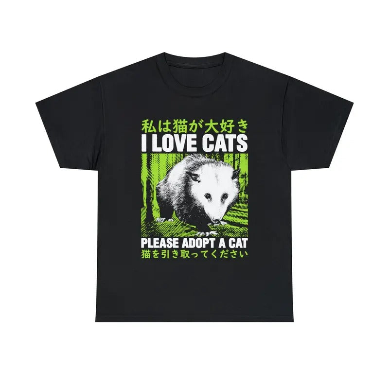 Funny Meme Shirt, I Love Cats Opossum Japanese Shirt, Funny Japanese Graphic Tee, Quirky And Humorous Quote Merch Hoodie,...
