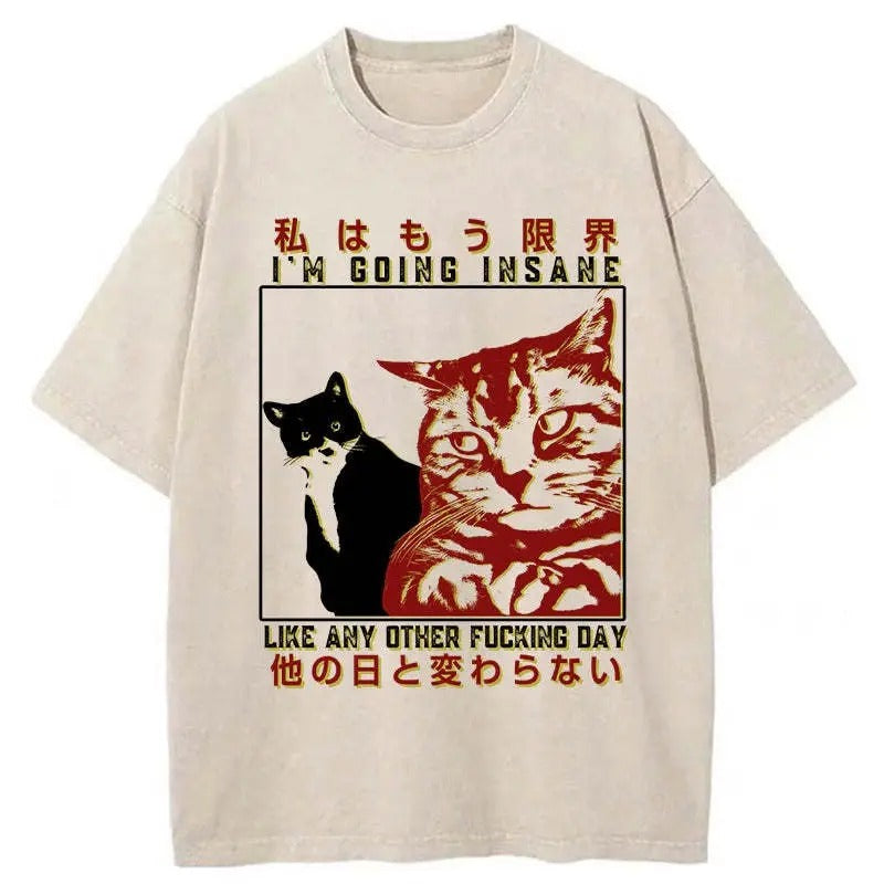 Funny Meme Shirt, I'm Going Insane Shirt, Cat  Japanese Shirt, Japanese Cat Meme Outfit, Vintage 90s Unisex Colors Gift...
