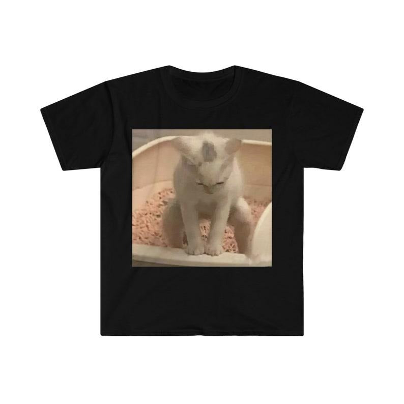 Funny Meme Shirt, Kitty Cat Taking a Poop Kitten Joke Tee, Gift Unisex T-Shirt Hoodie, Sweatshirt | DripVista.com