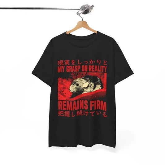 Funny Meme Shirt, My Grasp On Reality Remains Firm Rat Japanese Horror Shirt, Funny Japanese Graphic Tee, Quirky And Humorous Quote Design Merch