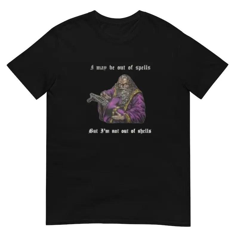 Funny Meme Shirt, Out of spells Wizard Tee, Gym Gift Unisex T-Shirt Hoodie, Sweatshirt | DripVista.com