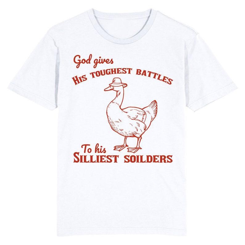 Funny Meme Shirt, Silly Duck, Silly soldiers, does he Tee, Gift Unisex T-Shirt Hoodie, Sweatshirt | DripVista.com